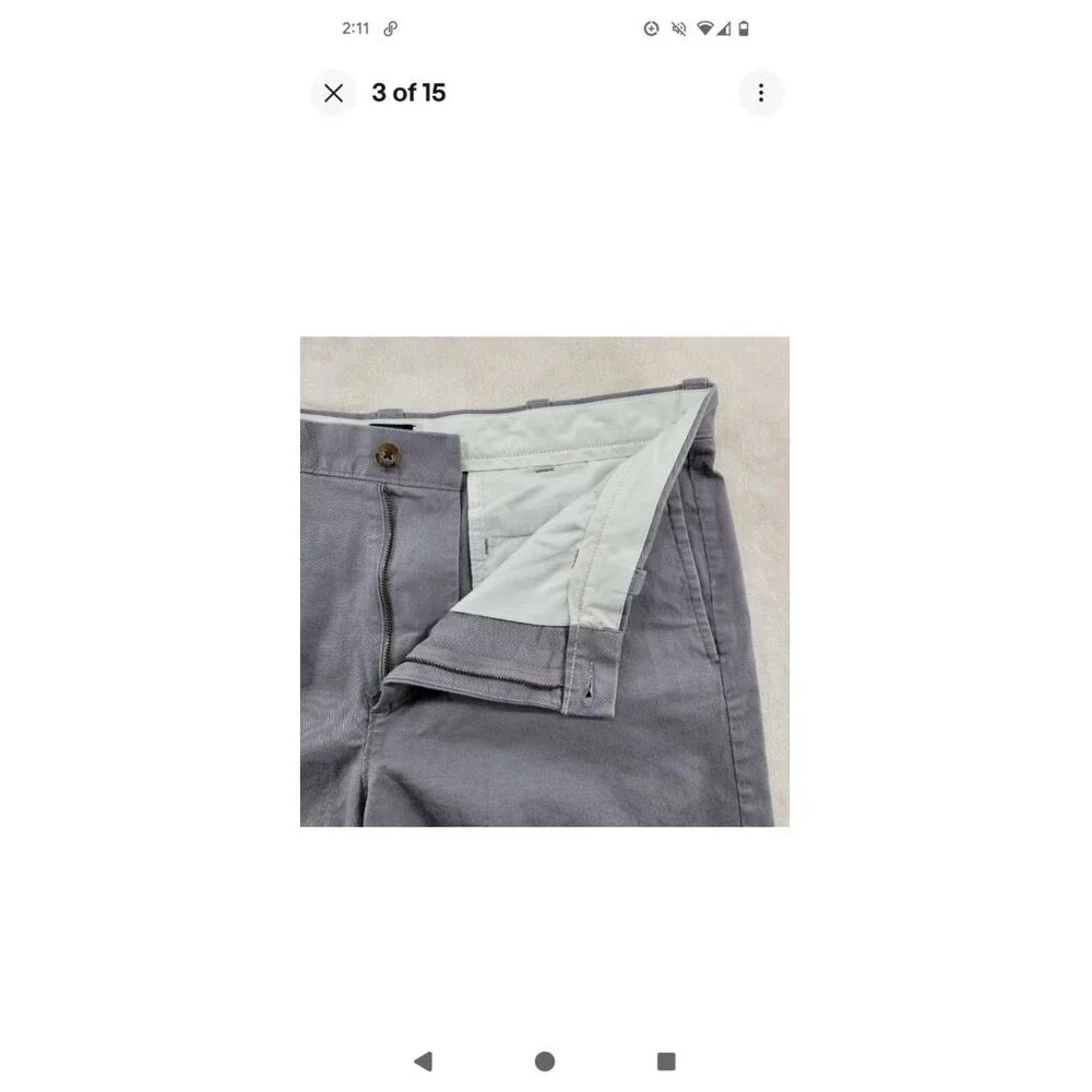 J.Crew Mens Size 36 Gray Cotton Zip Fly Flat Front Bermuda Shorts